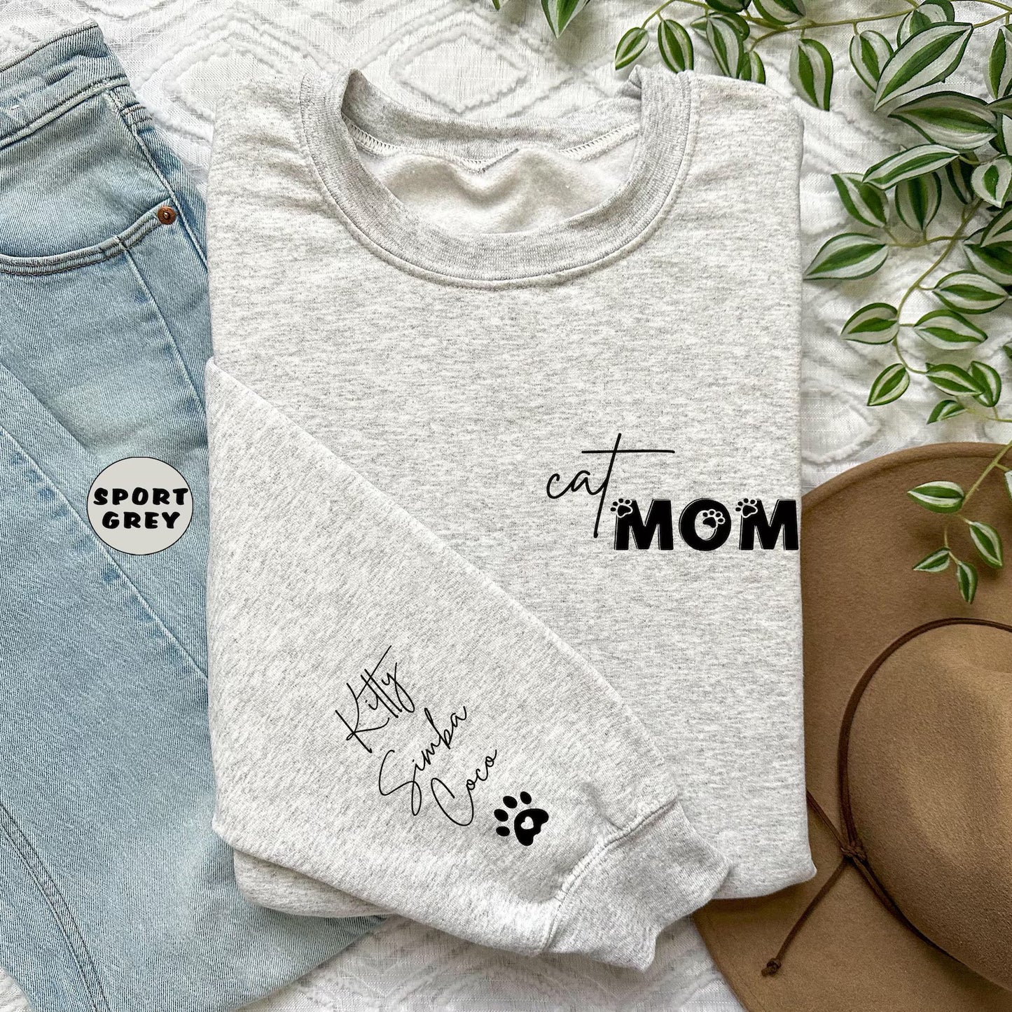 cat mom crewneck
